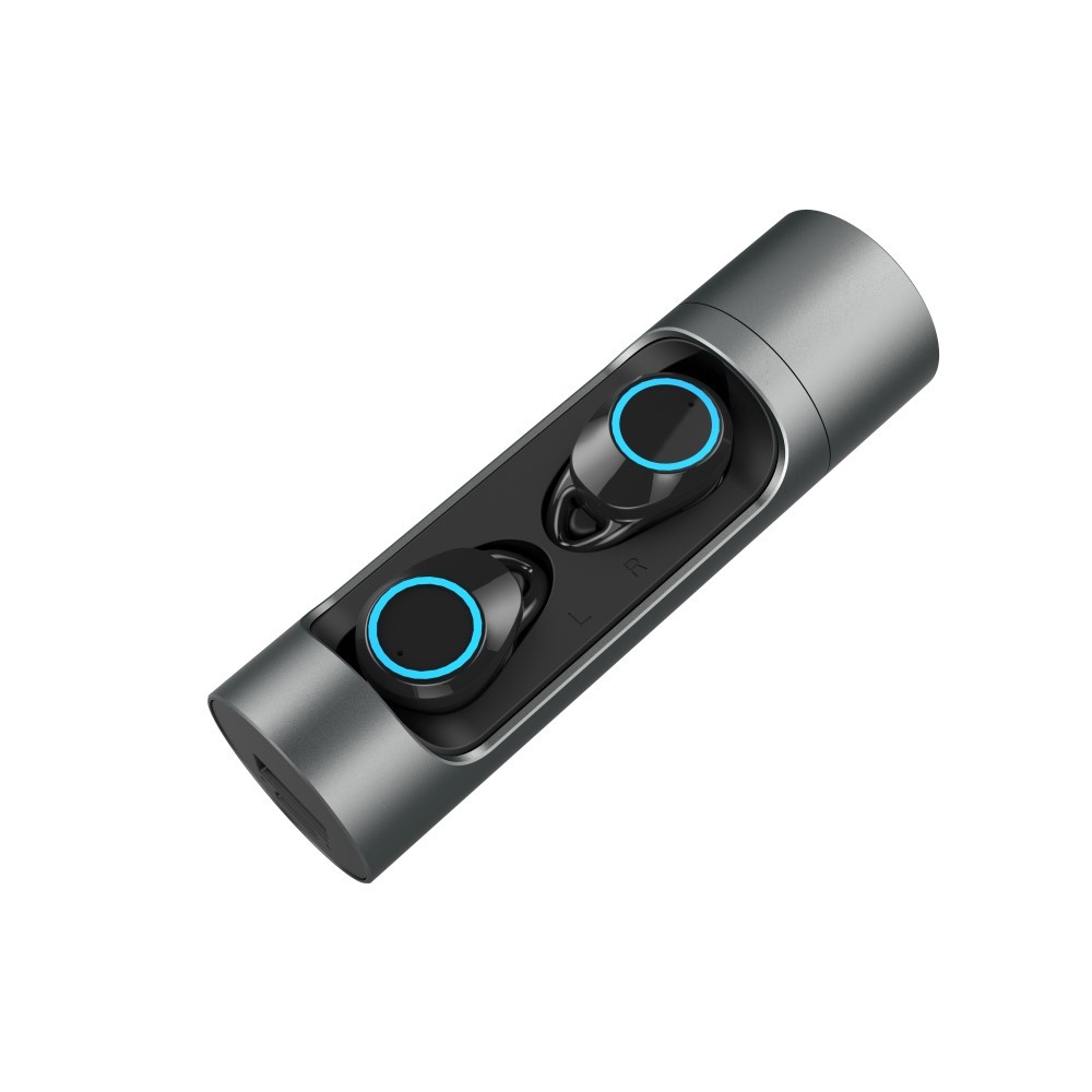 Earbuds brezžične bluetooth slušalke "Mini Futurus" s prenosno polnilno postajo - črne