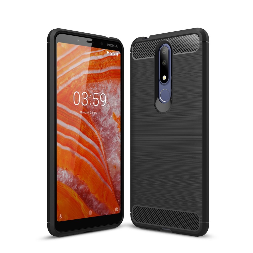 TPU gel ovitek "Brushed Carbon" za Nokia 3.1 Plus - črn