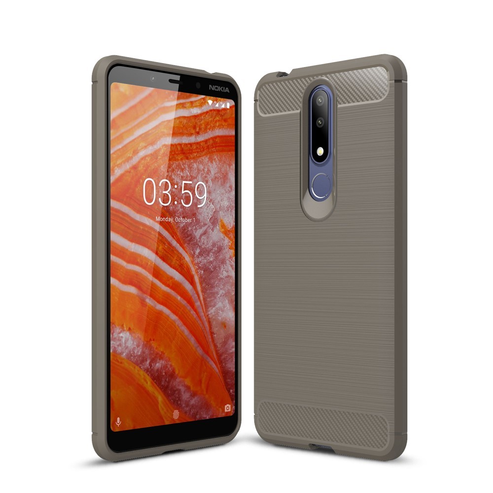 TPU gel ovitek "Brushed Carbon" za Nokia 3.1 Plus - siv