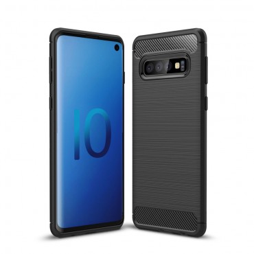 TPU gel ovitek "Brushed Carbon" za Samsung Galaxy S10 - črn