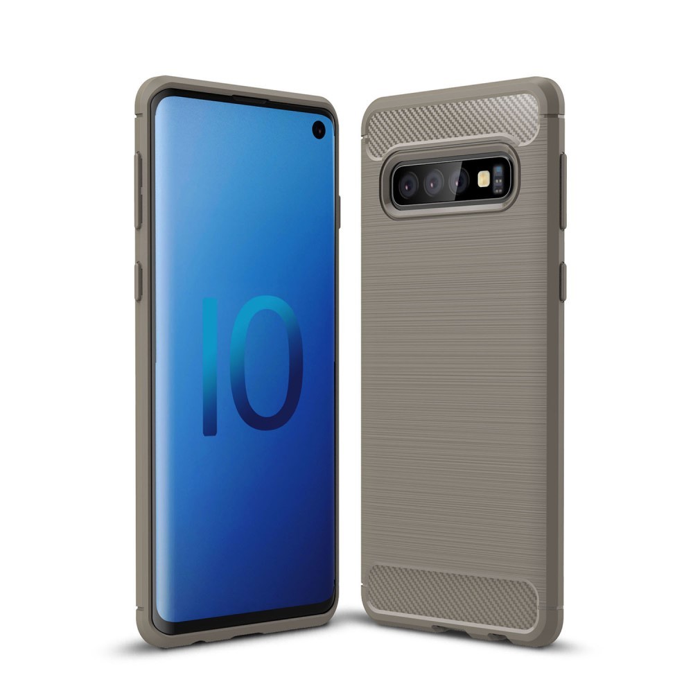 TPU gel ovitek "Brushed Carbon" za Samsung Galaxy S10 - siv