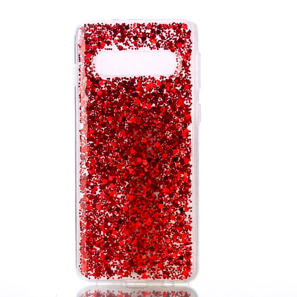 Modni ovitek "Liquid Glitter" za Samsung Galaxy S10 - rdeč