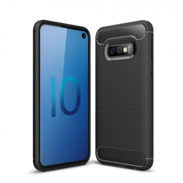 TPU gel ovitek "Brushed Carbon" za Samsung Galaxy S10e - črn