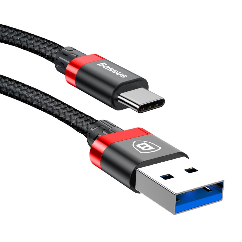 USB-C pleten kabel Baseus "Golden Belt" - črno-rdeč