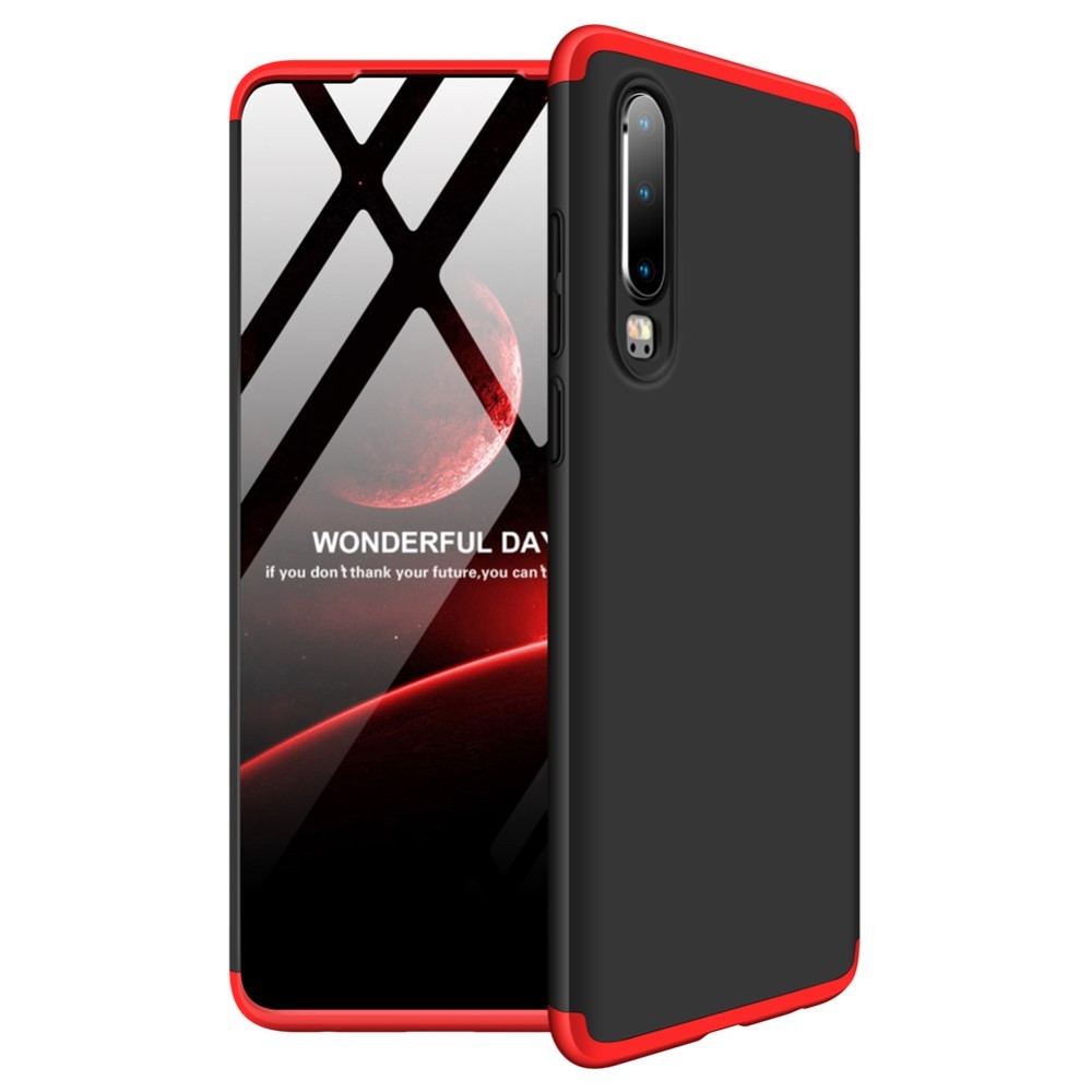 Eleganten full body ovitek "Sleek" za Huawei P30 - črn-rdeč