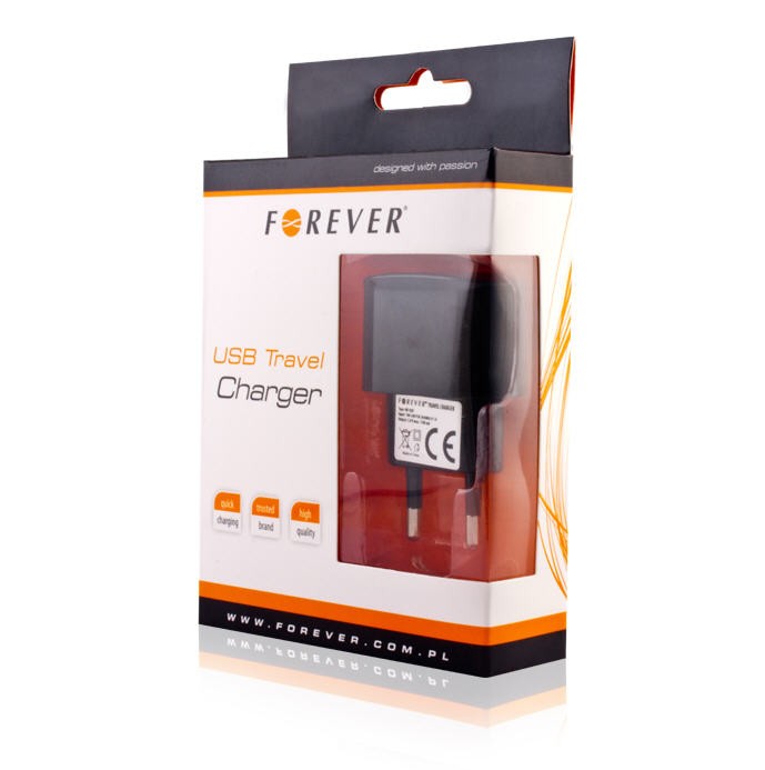 Stenski polnilni adapter 1A - črn