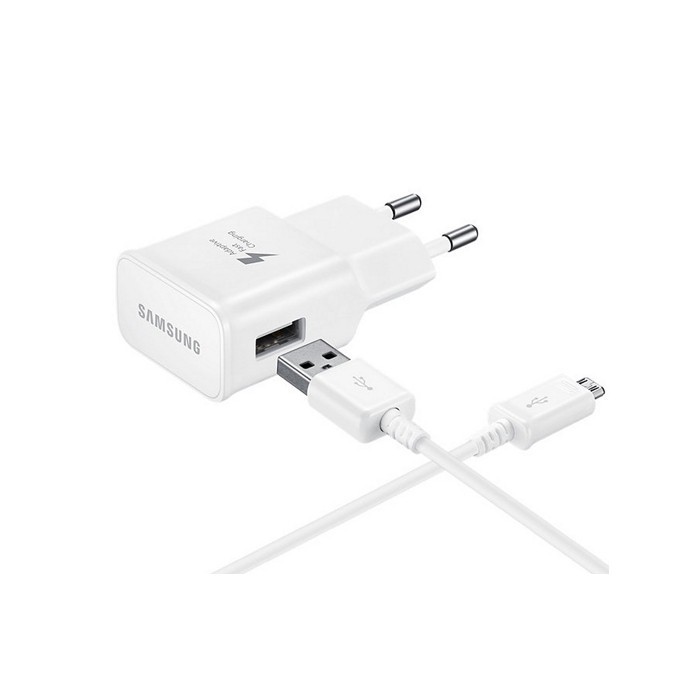 Originalen stenski polnilec in micro USB kabel Samsung EP-TA20EW - bel (bulk)