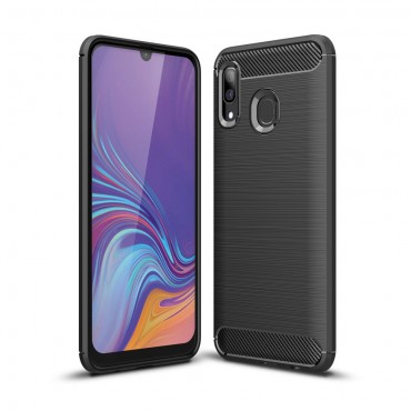 TPU gel ovitek "Brushed Carbon" za Samsung Galaxy A40 - črn