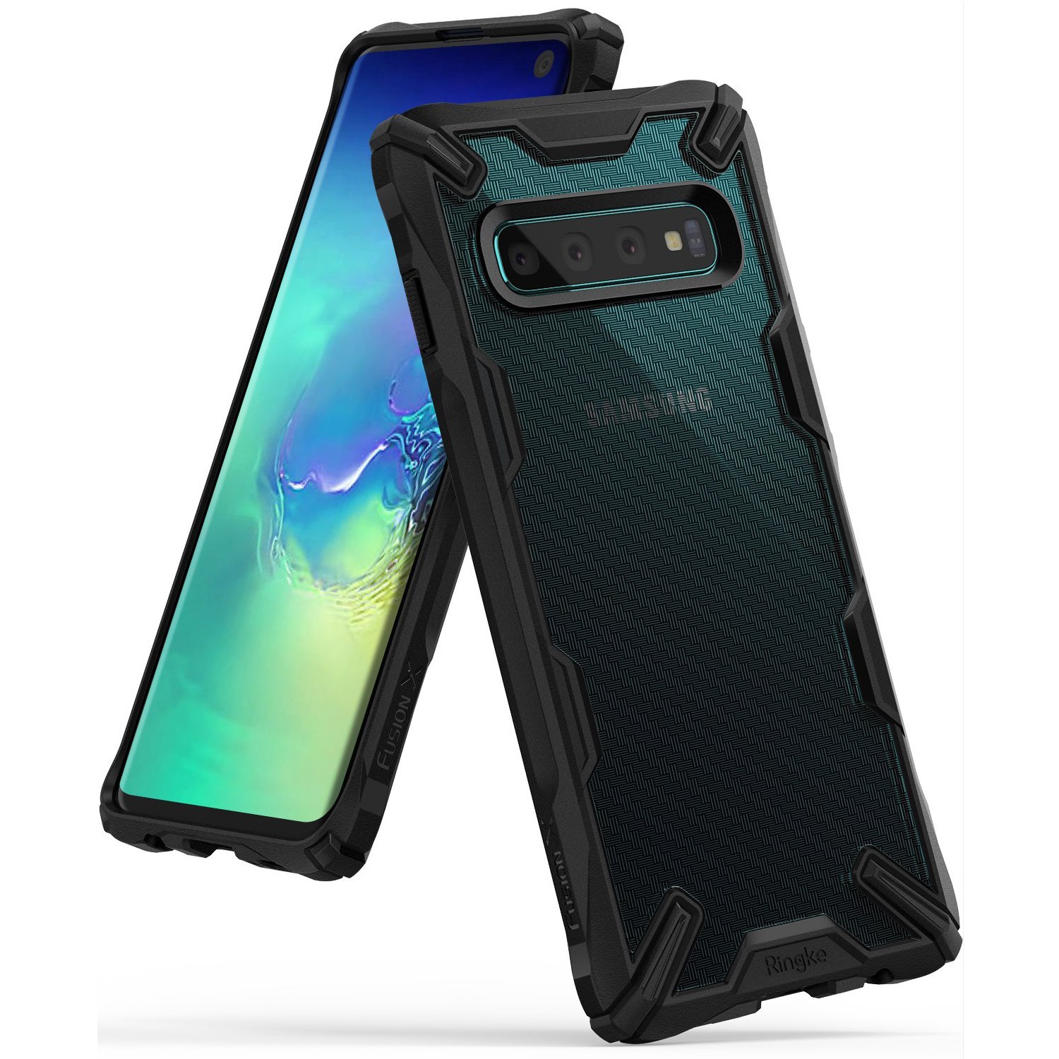 Ovitek Ringke "Fusion X Design" za Samsung Galaxy S10 - carbonfiber black