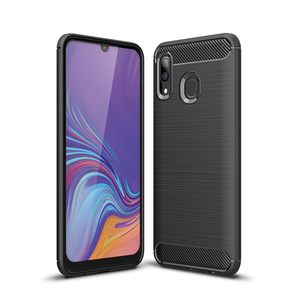 TPU gel ovitek "Brushed Carbon" za Samsung Galaxy A30 / Galaxy A20 - črn