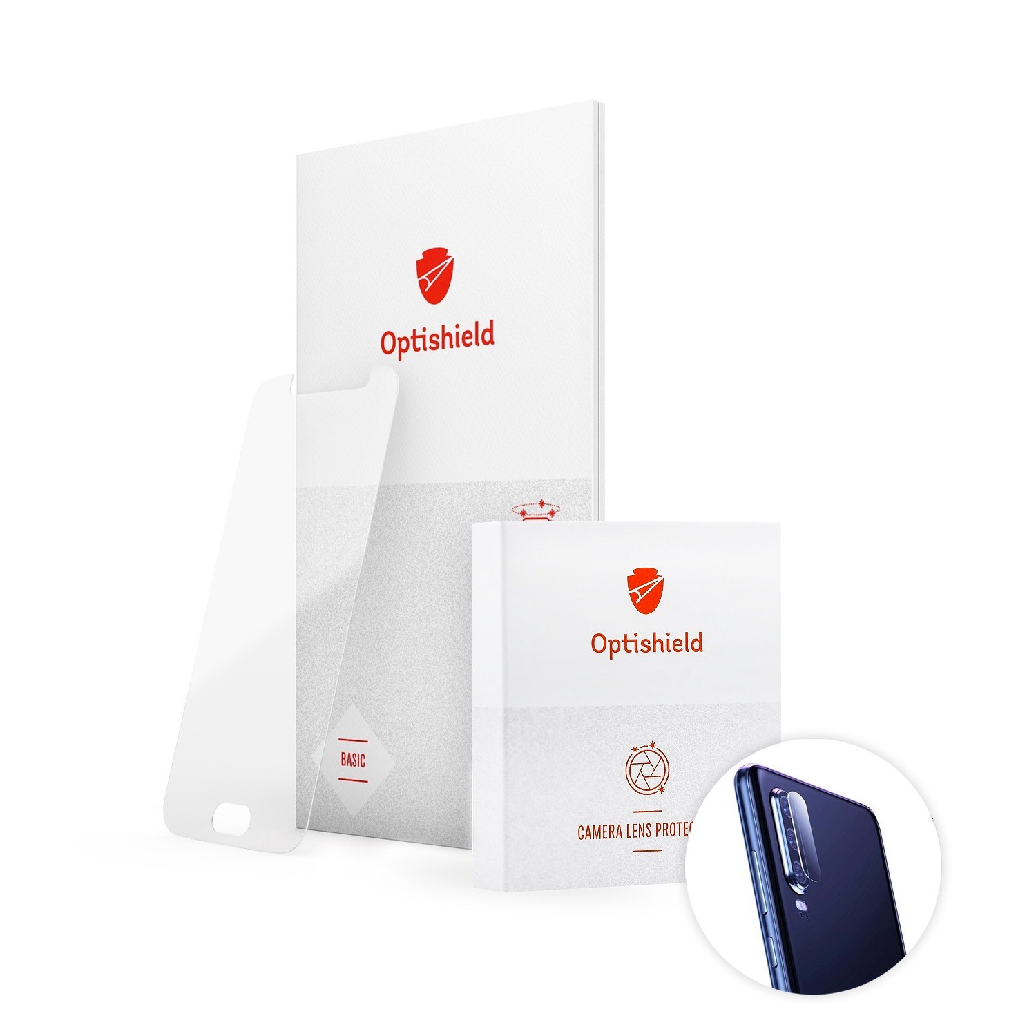 Optishield 2v1 zaščitno steklo za zaslon in zadnjo kamero za Huawei P30 Lite
