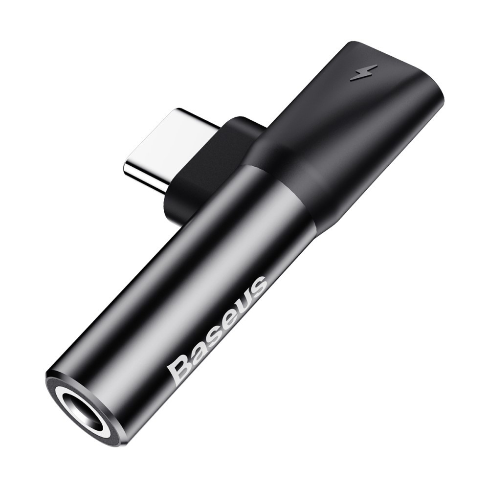 USB-C v USB-C in audio 3.5 mm razdelilni adapter Baseus "L41" - črn