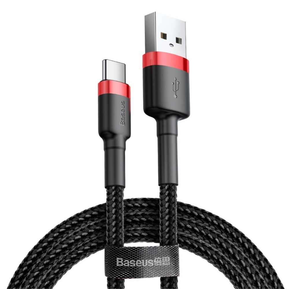 USB-C pleten kabel Baseus "KLF" - črno-rdeč