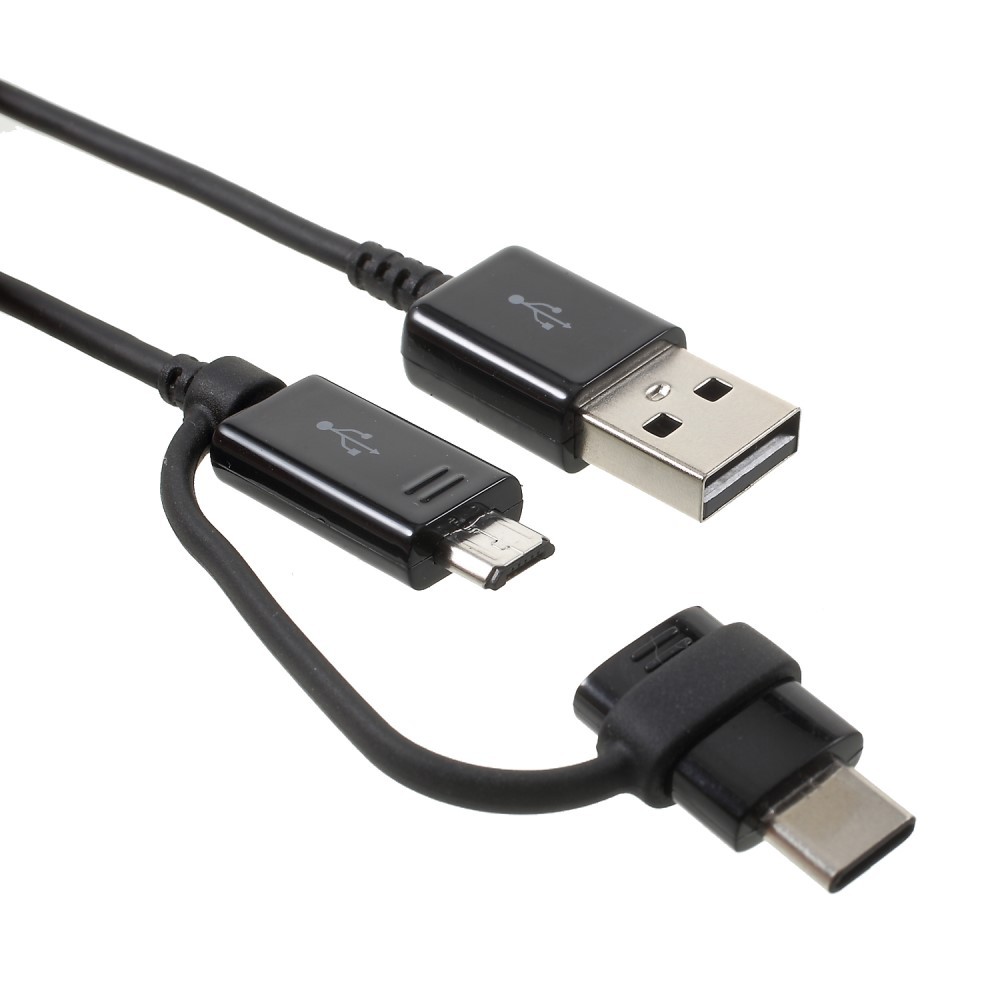 USB v Micro USB in USB-C kabel "Shift" 2 v 1 - črn