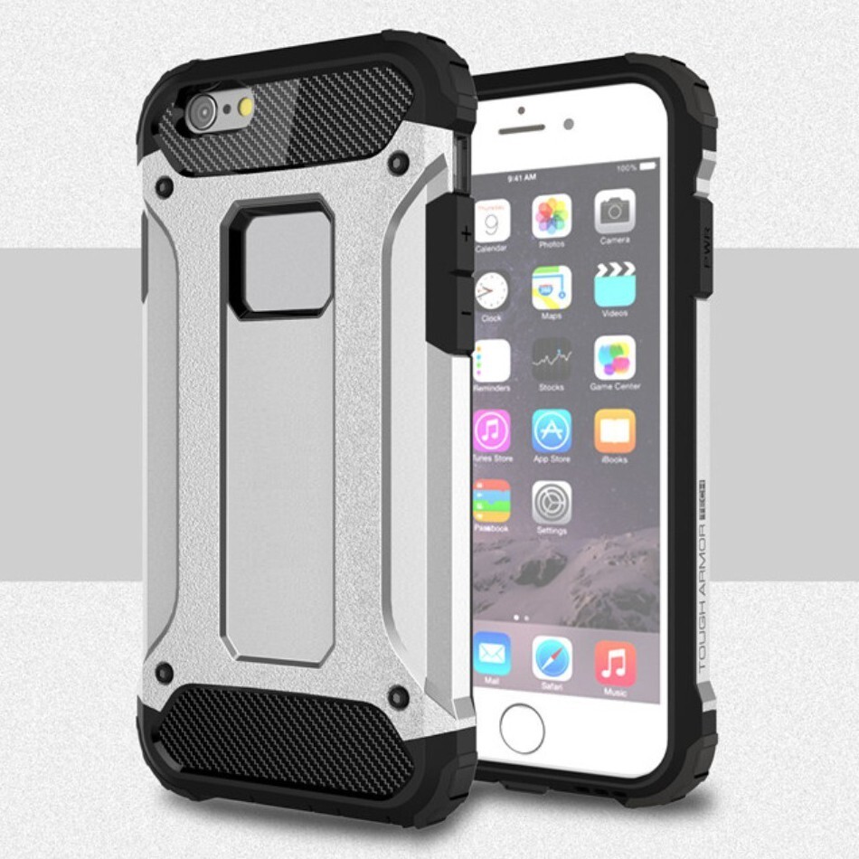 Robusten ovitek "Rock" za iPhone 6 / 6S - srebrn