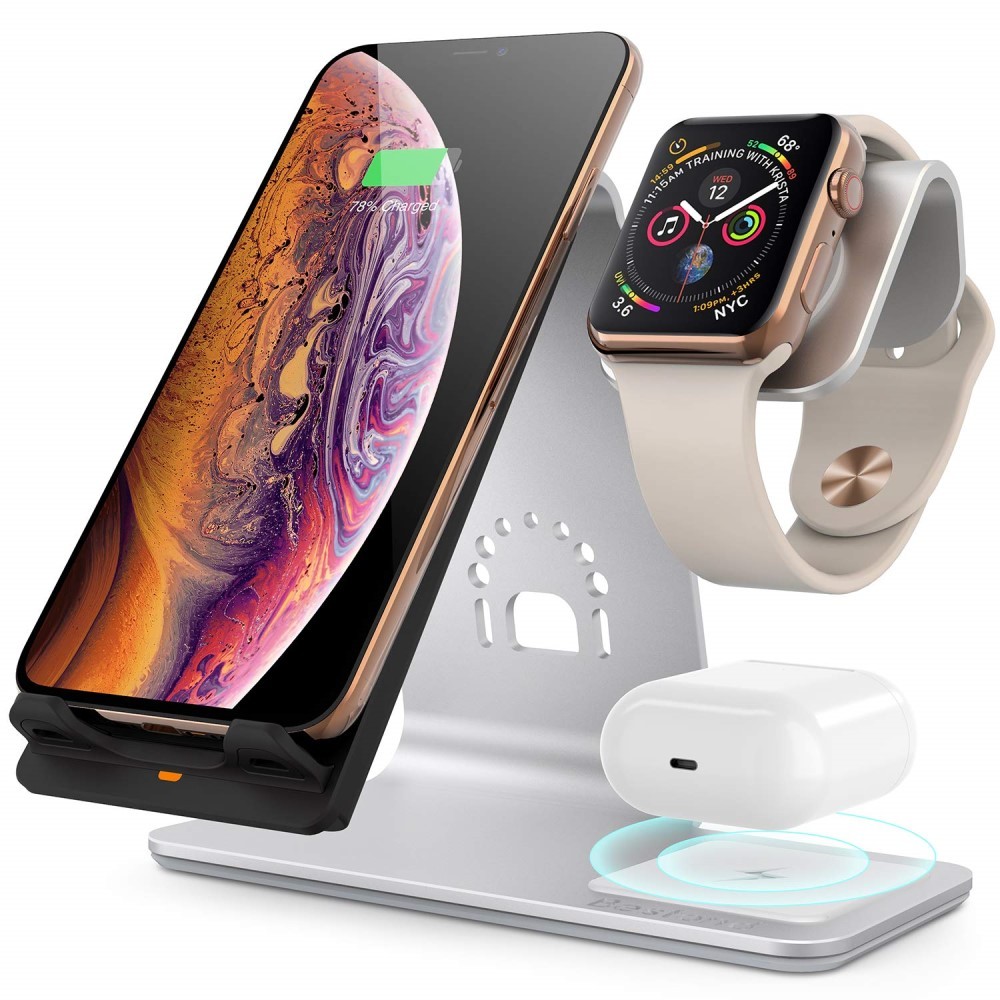 Brezžična polnilna postaja in stojalo "Optimo" za Apple Watch, AirPods in mobilne naprave