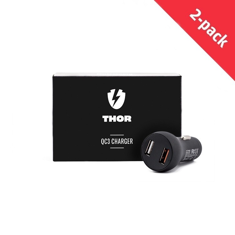 2-Pack: 2x Avtopolnilec Optishield® THOR Quick Charge 3.0