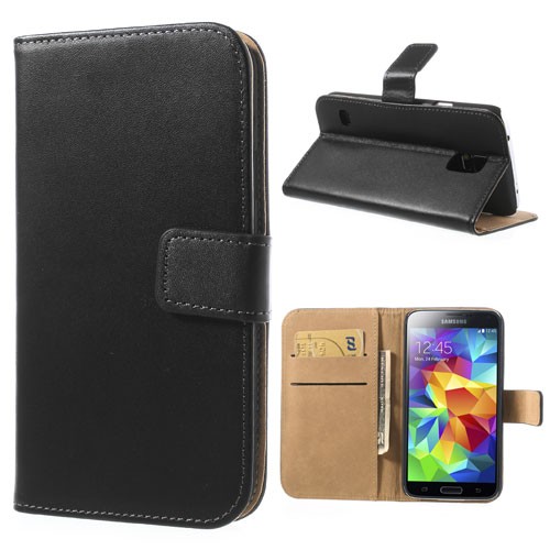 Eleganten etui za Samsung Galaxy S5 / Galaxy S5 Neo iz umetnega usnja - črn