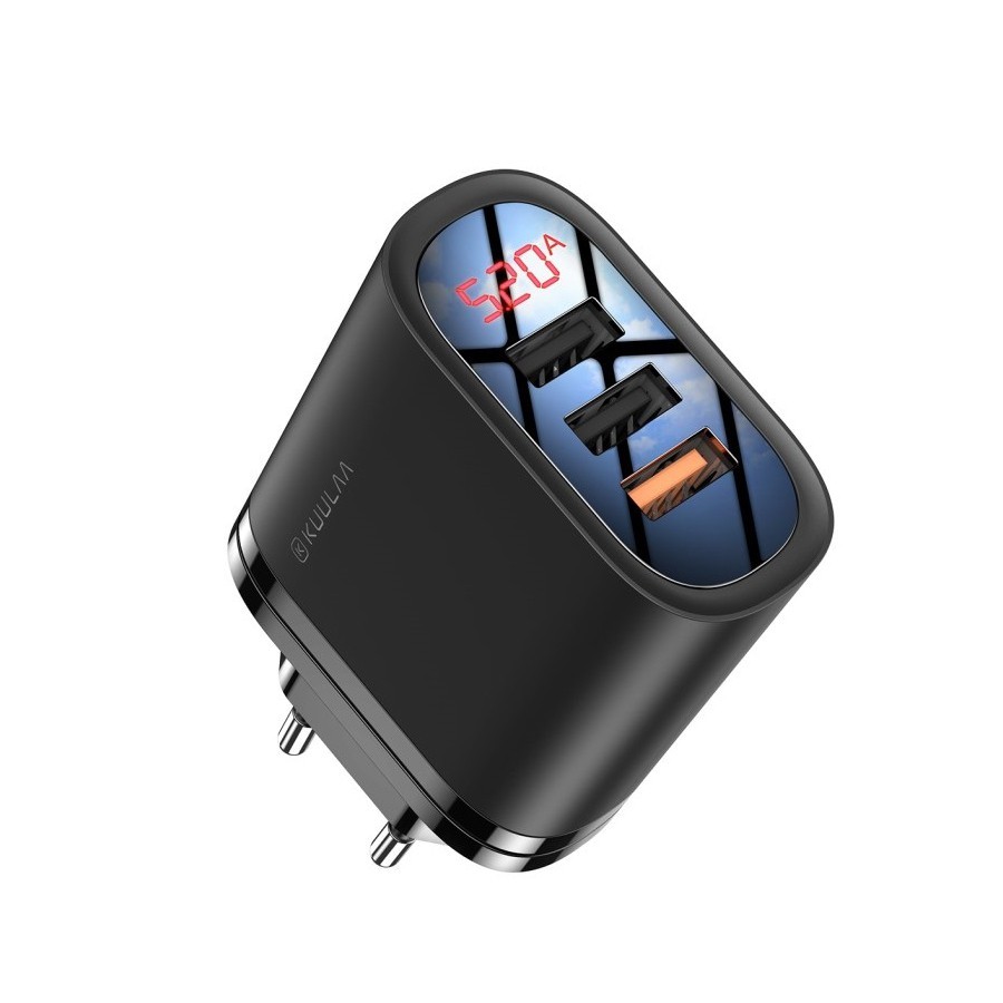 Stenski polnilni adapter KL Breeze s tremi polnilnimi režami s QC3.0