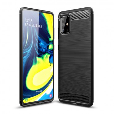 TPU gel ovitek "Brushed Carbon" za Samsung Galaxy A71 - črn