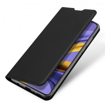 Modni etui "Skin" za Samsung Galaxy A71 iz umetnega usnja - črn