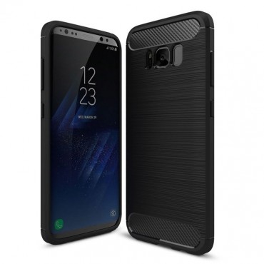 TPU gel ovitek "Brushed Carbon" za Samsung Galaxy S8 Plus - črn