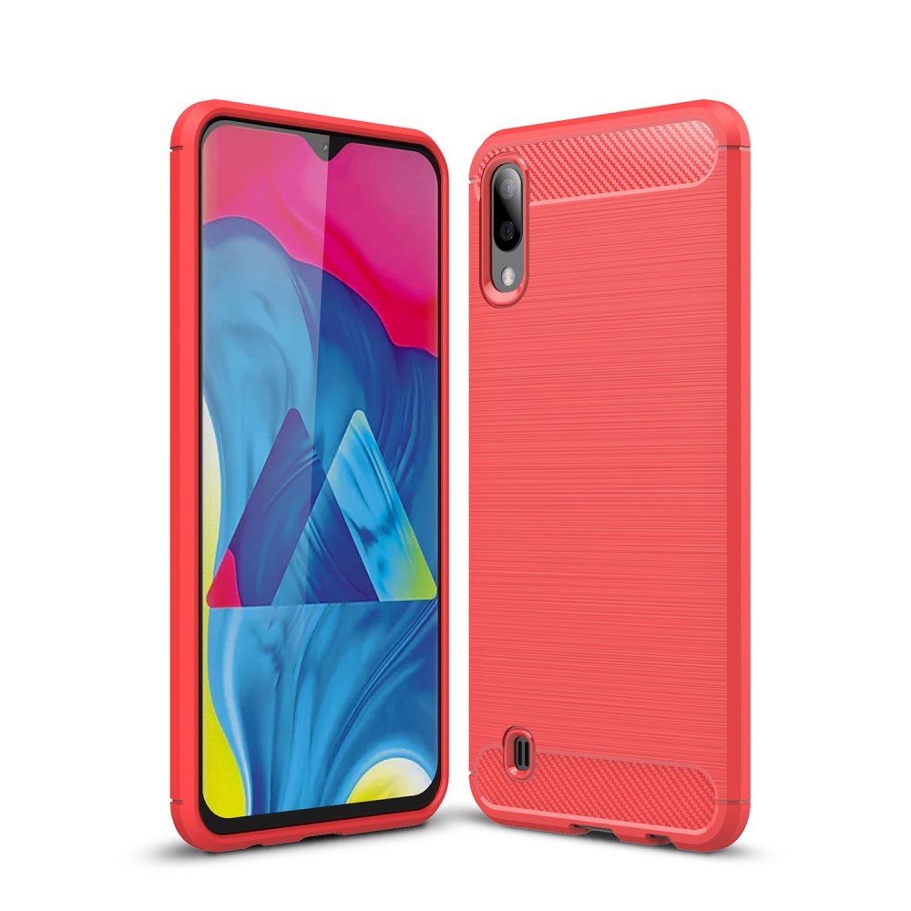 TPU gel ovitek "Brushed Carbon" za Samsung Galaxy M10 - rdeč