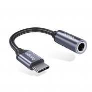 USB-C v ženski audio 3.5 mm razdelilni adapter Essager z vgrajenim DAC - črn