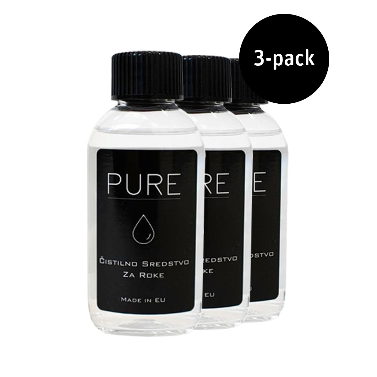 3-Pack Antibakterijskih razkužil za roke Pure - 55 ml - 70% alkohol, poreklo EU
