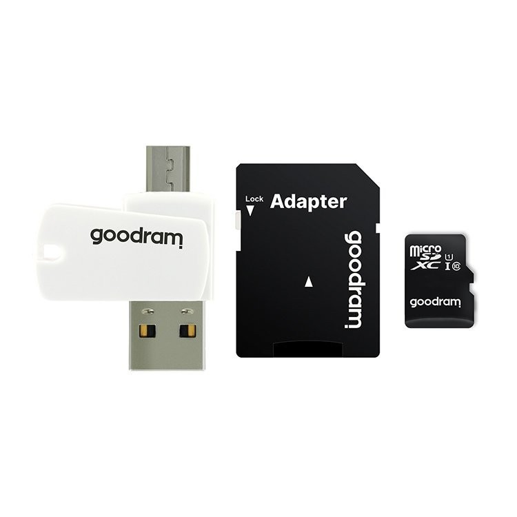 Micro SDHC spominska kartica Goodram All In One Class 10 UHS-I 100MB/s in OTG čitalec - 64GB
