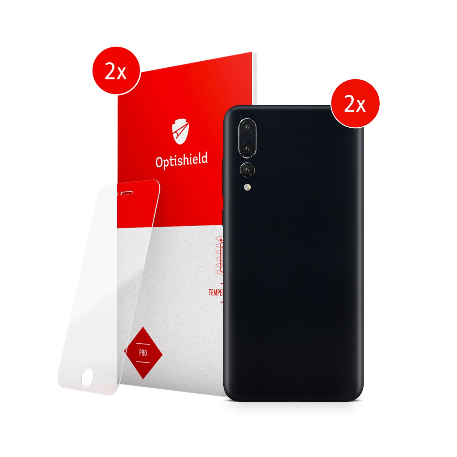 EXO® by Optishield 360° paket dveh skinov in dveh zaščitnih stekel za Huawei P20 Pro