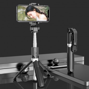Selfie stick s trinožnim stojalom za mobilne naprave - črn Selfie stick s trinožnim stojalom za mobilne naprave - črn