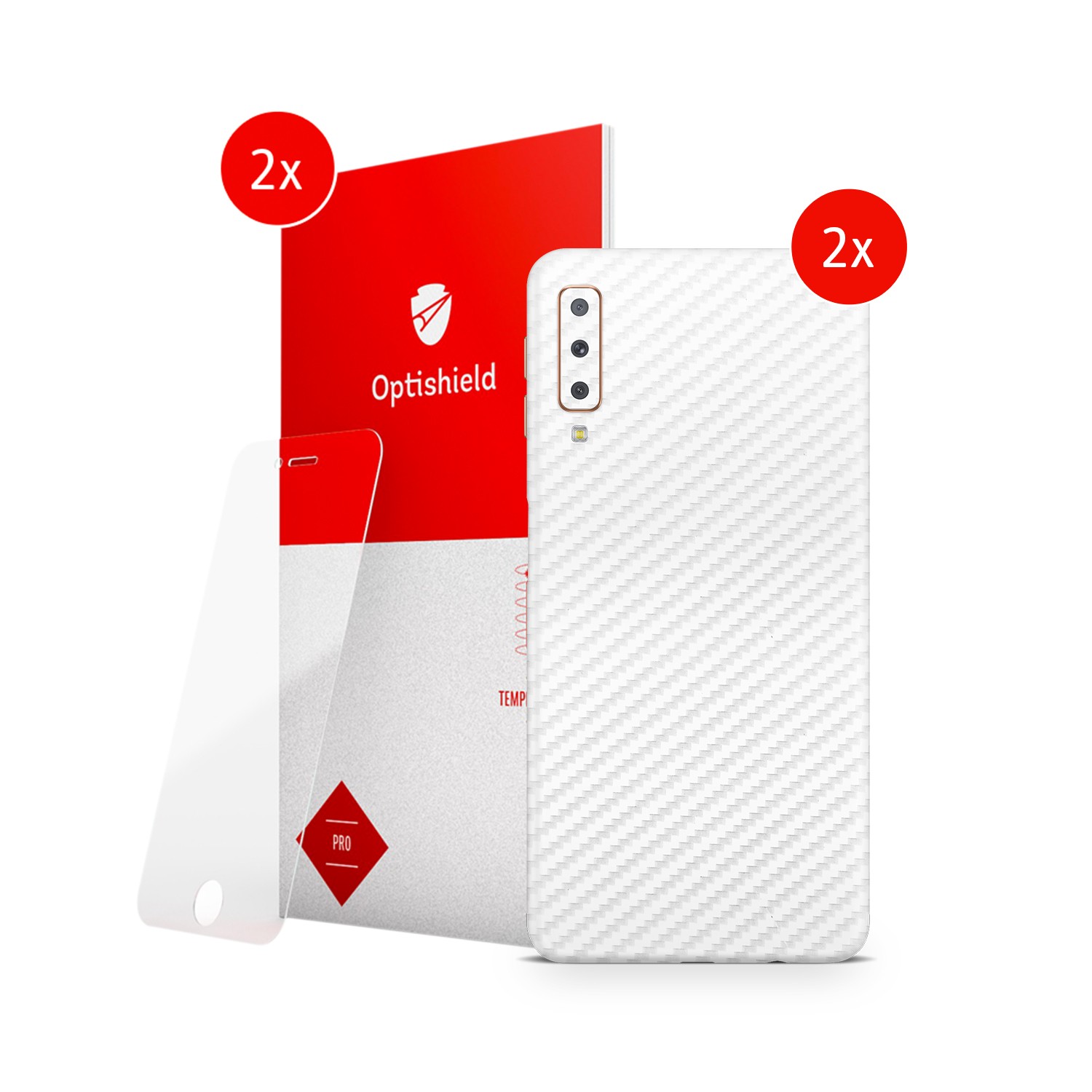 EXO® by Optishield 360° paket dveh skinov in dveh zaščitnih stekel za Samsung Galaxy A7 2018 - carbon white