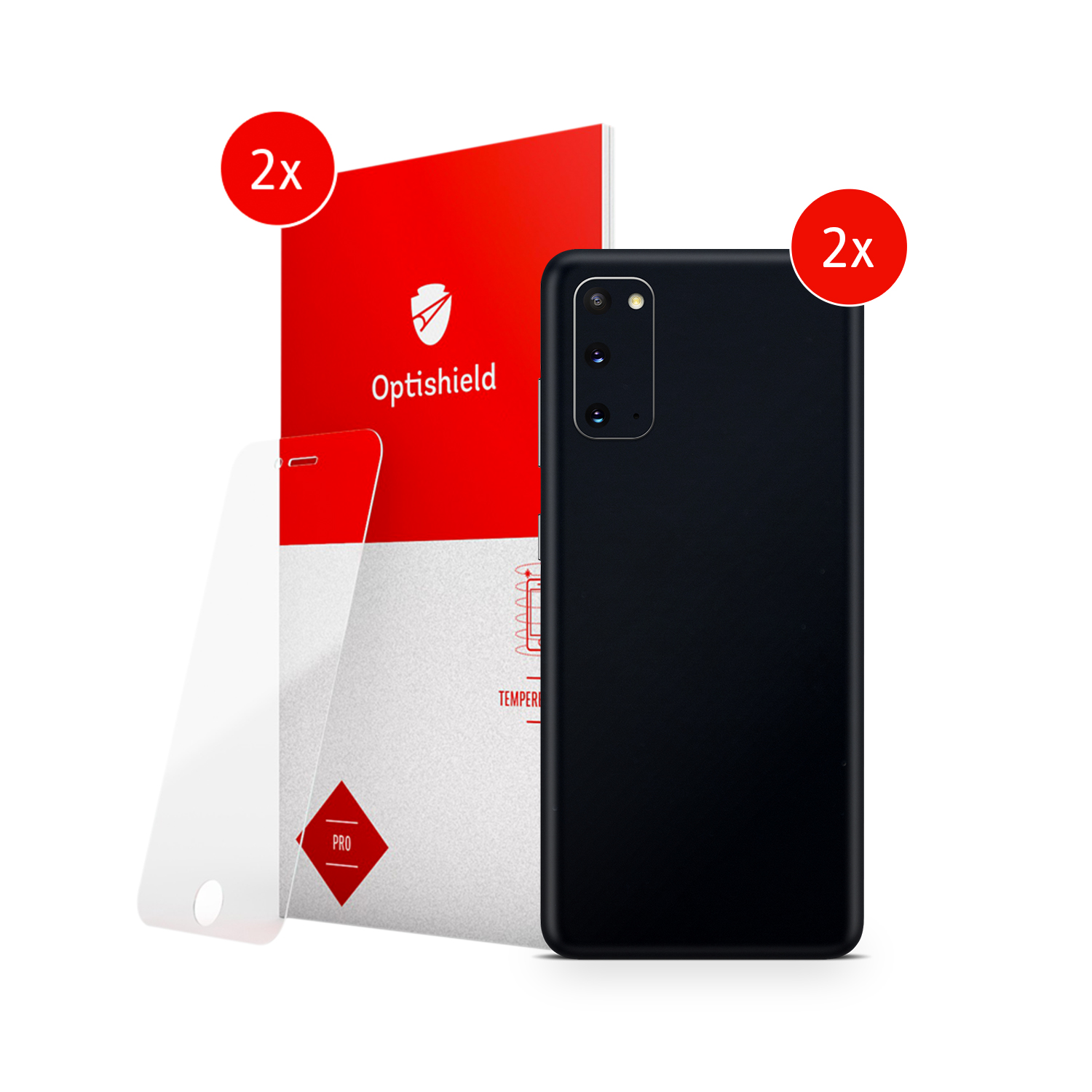 EXO® by Optishield 360° paket dveh skinov in dveh zaščitnih stekel za Samsung Galaxy S20