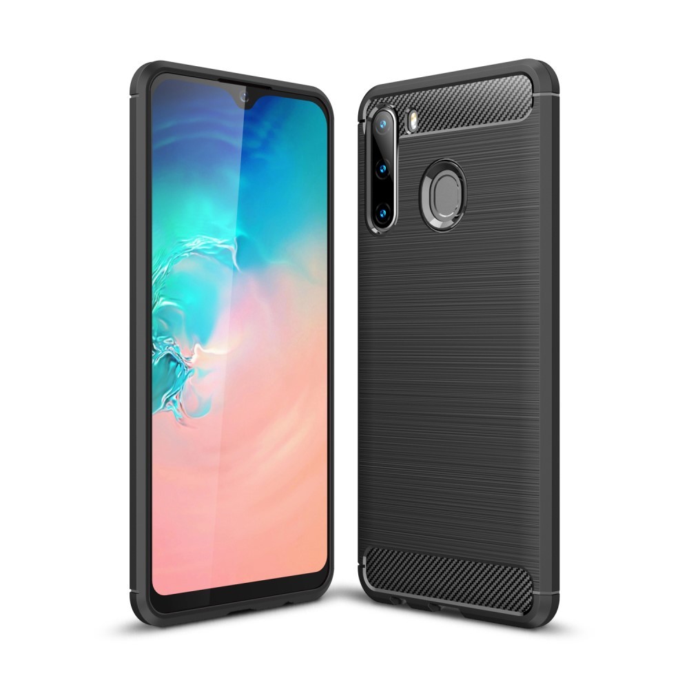 TPU gel ovitek "Brushed Carbon" za Samsung Galaxy A21 - črn