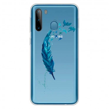 TPU gel ovitek "Blue Feather" za Samsung Galaxy A21