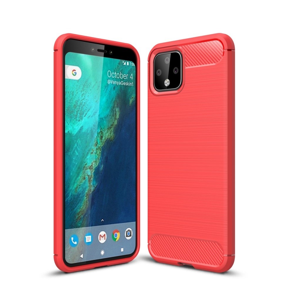 TPU gel ovitek "Brushed Carbon" za Google Pixel 4 XL - rdeč