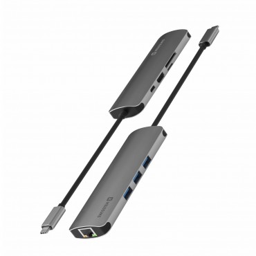 Multifunkcijski Swissten HUB 8v1 USB 3.0 s PD - siv