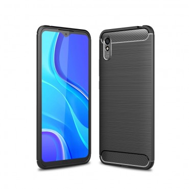 TPU gel ovitek "Brushed Carbon" za Xiaomi Redmi 9A / Redmi 9AT - črn
