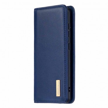 Eleganten etui "Wallet Shell" za Huawei P40 iz pravega usnja - moder