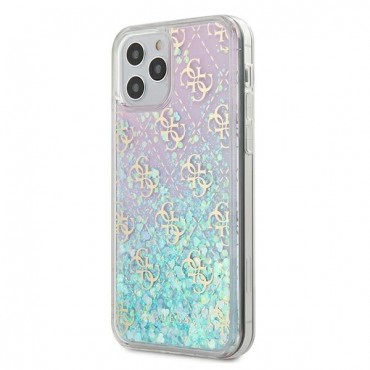 Originalen trden TPU ovitek Guess "Gradient Liquid Glitter 4G" za iPhone 12 Pro Max - roza