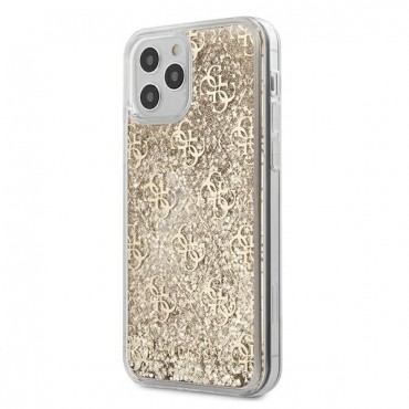 Originalen trden TPU ovitek Guess "Liquid Glitter 4G" za iPhone 12 Pro Max - zlate barve