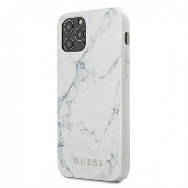 Originalen trden TPU ovitek Guess "Marble" za iPhone 12 Pro Max - bel