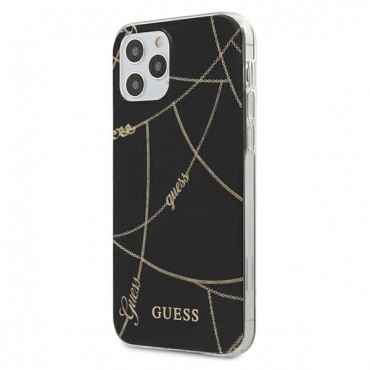 Originalen trden TPU ovitek Guess "Chain Collection" za iPhone 12 Pro Max - črn