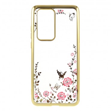 TPU gel ovitek "Rhinestone Butterfly" za Huawei P40 Pro - zlate barve