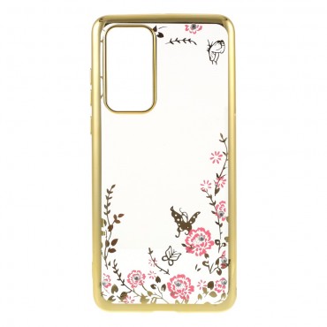 TPU gel ovitek "Rhinestone Butterfly" za Huawei P40 - zlate barve