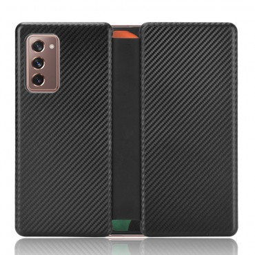 Etui "Carbon" za Samsung Galaxy Z Fold2 iz umetnega usnja - črn