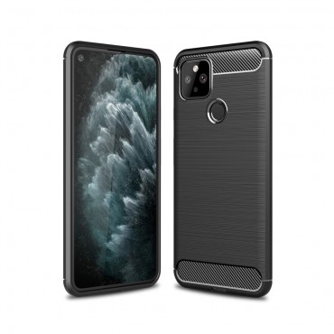 TPU gel ovitek "Brushed Carbon" za Google Pixel 5 - črn