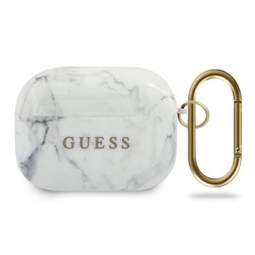 Originalen TPU gel etui Guess "Marble" za Apple AirPods Pro - bel
