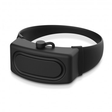 Silikonska zapestnica s posodico "Squeezy" za priročno razkuževanje - črna